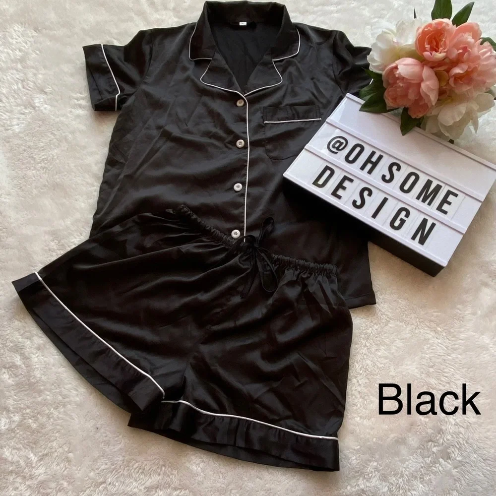 BRAND NEW satin short pjs set different colours - Picture 2 of 10